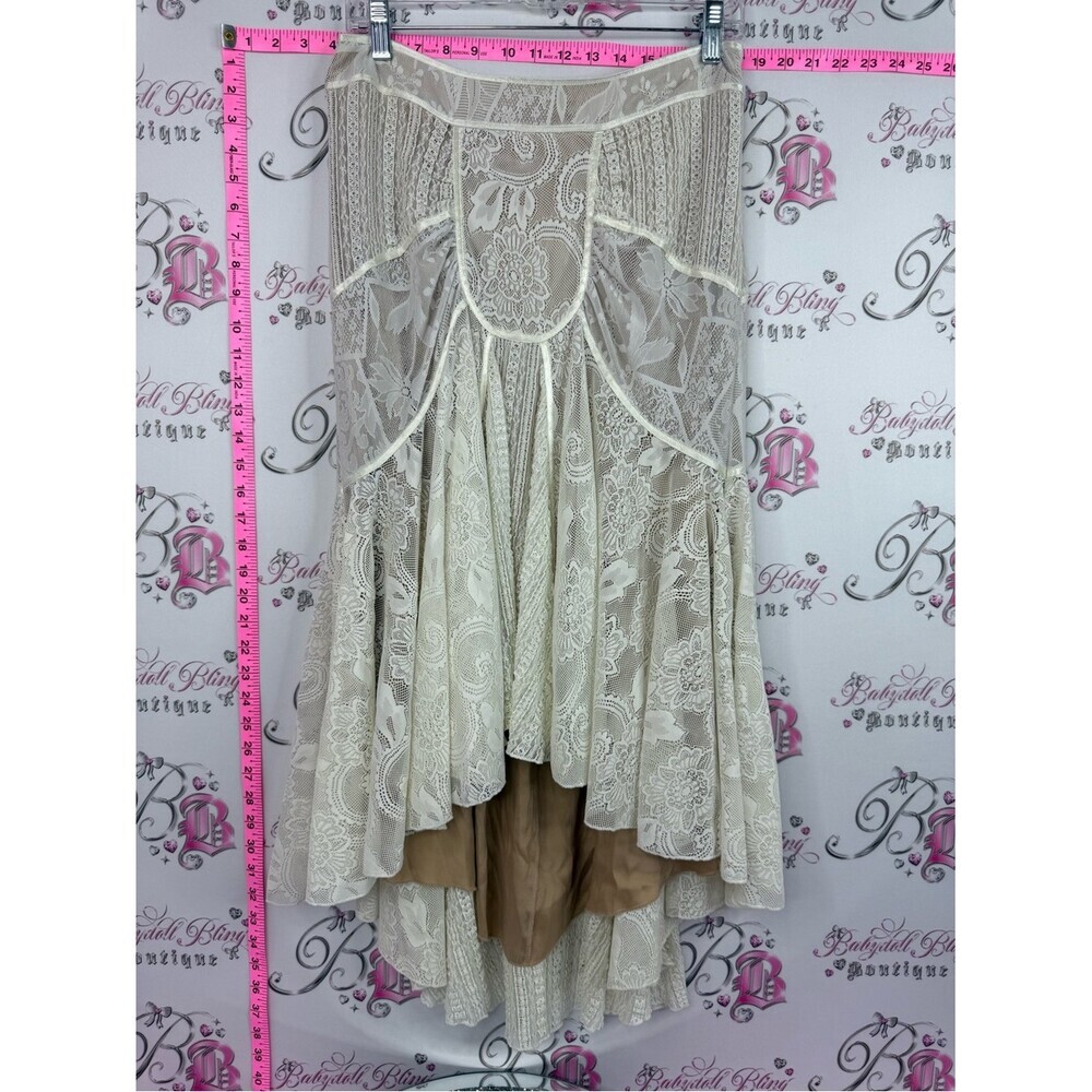 Bebe skirt Spanish style high low Lacie floral RARE Ivory Lace High-Low Skirt